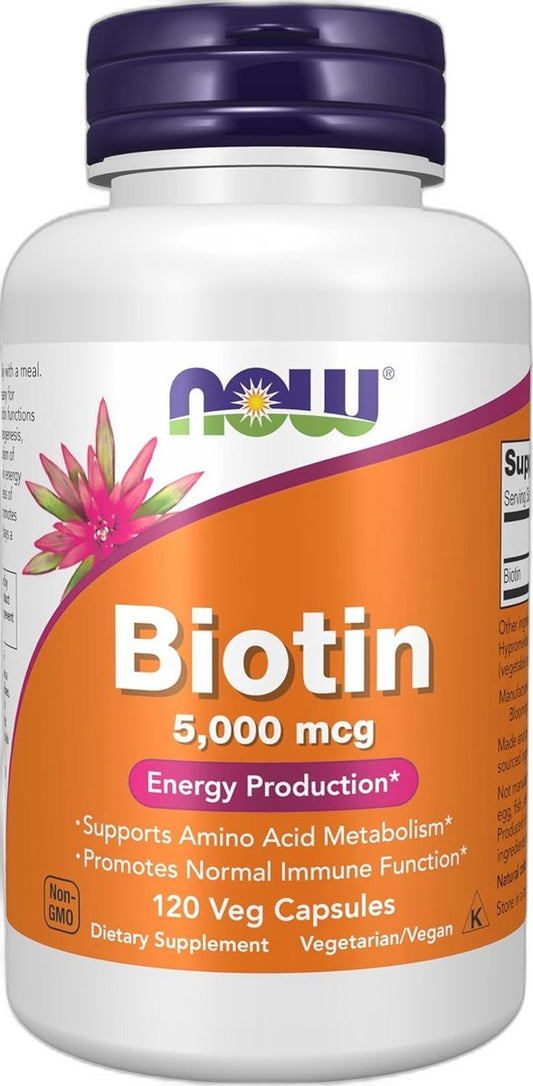 Biotin – 5000 mcg – 120 gélules – NOW Foods Paris Herba Barona
